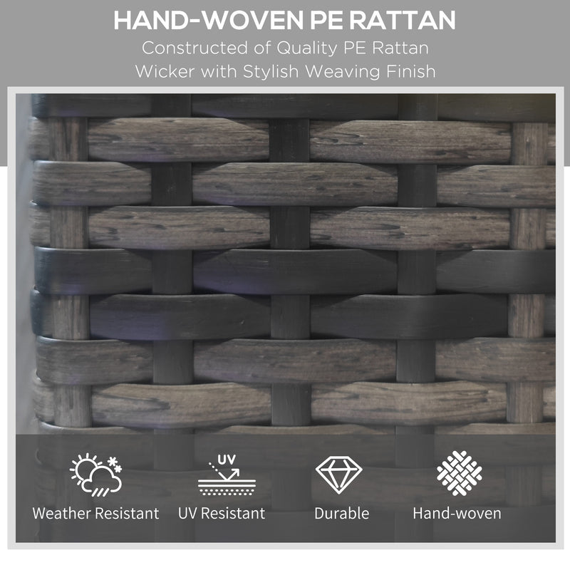 Grey Rattan Sun Loungers Set of 2 With Adjustable Backrest and Wheels for Garden Relaxing