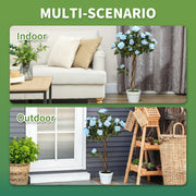 Set of 2 Artificial White Rose Plants in Pot 90cm for Indoor Outdoor Decor by Outsunny