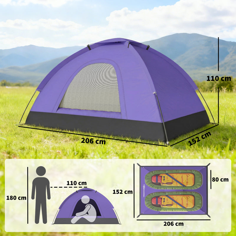 2 Person Camping Tent with Mesh Windows for Fresh Air and Bug Protection Light Purple