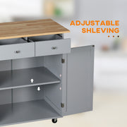 Wood Top Rolling Kitchen Island Cart with Drawers Shelves and Towel Rack Grey