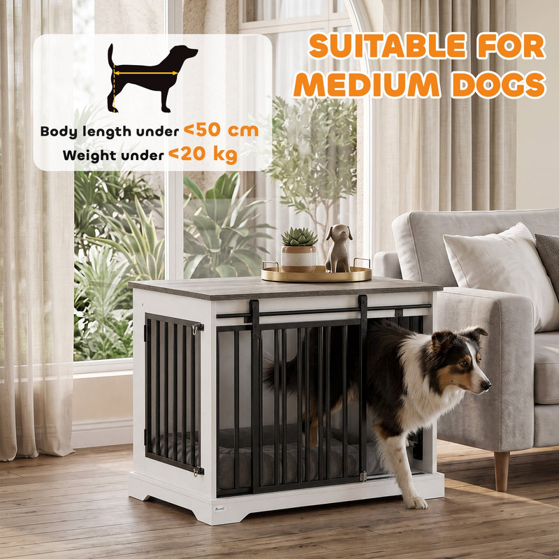 Suitable dog size guide showing under 50cm body length and 20kg weight