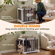 Sliding front barn door and secure side door shown in use