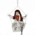 HOMCOM 80cm hanging creepy girl on a swing with glowing eyes and striped stockings