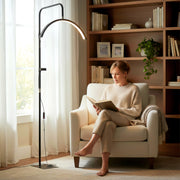 Dimmable Half Moon Floor Lamp With Phone Holder For Beauty Treatments Black AOSOM