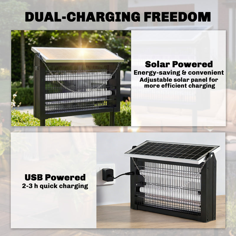 Solar Bug Zapper for Automatic Mosquito Control in Large Gardens or Patios Black Outsunny