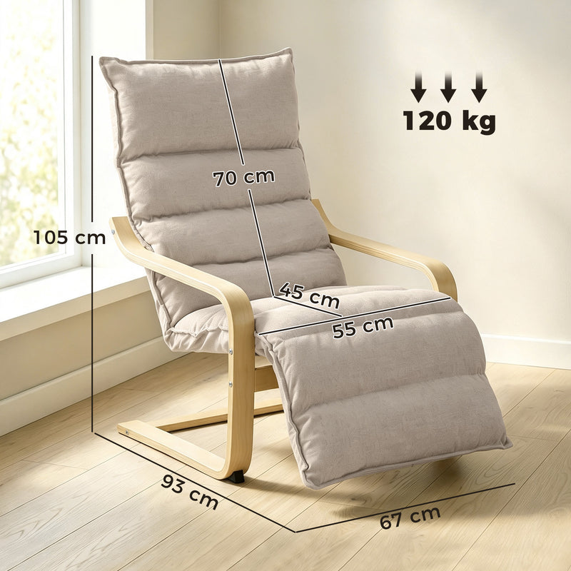 Recliner Armchair with Adjustable Footrest and Rocking Motion for Relaxing at Home Light Brown