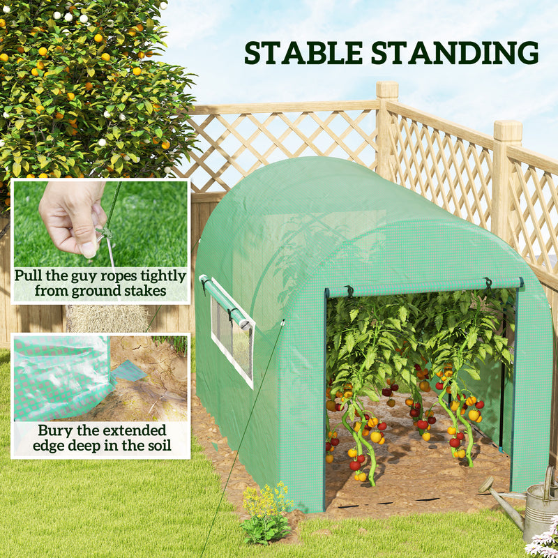 Large Green Walk In Polytunnel Greenhouse 3x2m for Gardening and Plant Growth by Outsunny