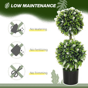 Set of 2 Artificial Ball Trees with White Lavender Flowers 70cm by HOMCOM
