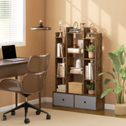 12 Shelf Storage Unit With Drawers For Home Office Or Bedroom Organisation Brown AOSOM