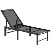 Adjustable Sun Lounger for Outdoor Relaxing with Breathable Seat and Steel Frame, Black Outsunny