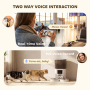 Automatic Cat Feeder for Two Cats with App Control and Camera for Scheduled Feeding White AOSOM