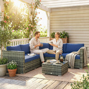 Rattan Garden Furniture Set for 5 with Cushions and Coffee Table for Patio or Outdoor Use, Grey Outsunny