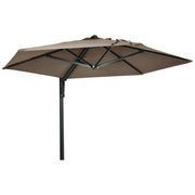 Khaki 25m Wall Mounted Garden Parasol With 180 Degree Rotating Canopy For Patio Use