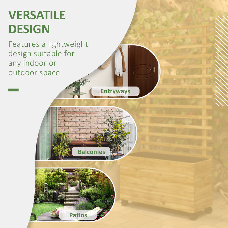Natural Wooden Raised Planter With Trellis Back Ideal For Climbing Plants And Herbs