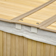 100 Litre Bamboo Laundry Basket with Lid and 2 Sections Removable Lining, Natural