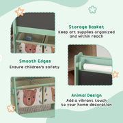 Kids Table and Chair Set with Easel and Storage Baskets for Creative Play, Green