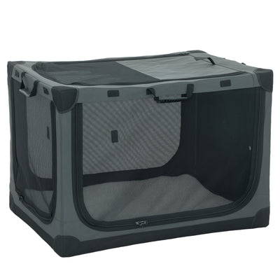 Foldable Dog Crate for Travel and Home with Mesh Panels and Washable Pad Army Green AOSOM