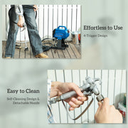Electric Airless Paint Sprayer for Indoor and Outdoor DIY Painting Projects 7.5m Hose Dark Blue AOSOM