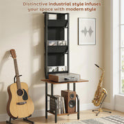 Record Player Stand with Vinyl and CD Storage for Organised Music Area Rustic Brown AOSOM