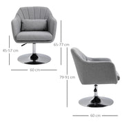 Swivel Accent Chair with Adjustable Height and Lumbar Support for Home Office Light Grey