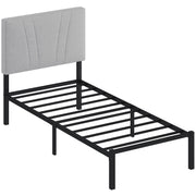 Single Bed Frame with Padded Headboard and 26 cm Underbed Storage Space Black Homcom