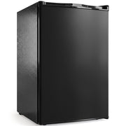 Black 84.8L mini freezer, front three-quarter studio view
