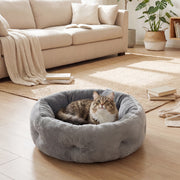 Cat Bed with Reversible Cushion for Year Round Comfort and Support Grey AOSOM