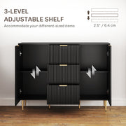 2 Door Sideboard with 3 Drawers and Adjustable Storage Shelves for Home Organisation Black