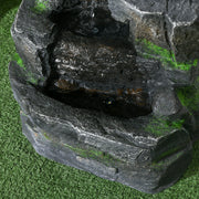 Dark Grey Garden Water Feature with LED Lights for Outdoor Decor by Outsunny