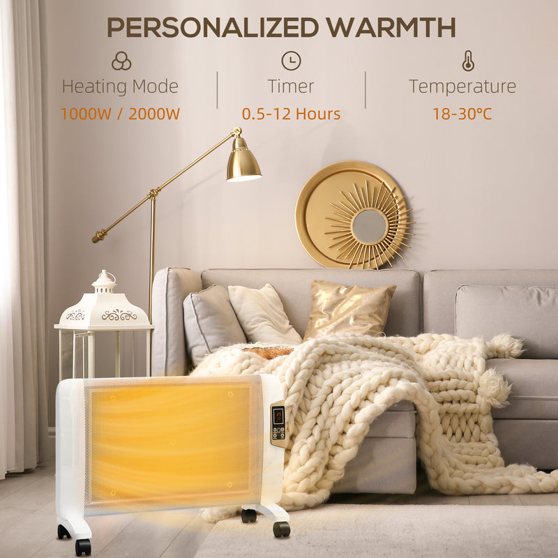 Portable Electric Space Heater with Adjustable Thermostat for Home or Office Use, White