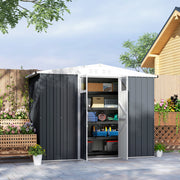 8x4 ft Metal Garden Shed with Window Lockable Door and Vents Dark Grey by Outsunny
