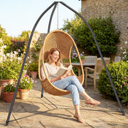 Hammock Chair Stand for Garden or Patio with Adjustable Height and Weather Resistant Frame Black AOSOM
