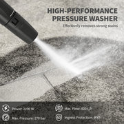 2200W High Pressure Washer 170 Bar 420L/h Flow With Adjustable Nozzle and Hose Reel by Outsunny AOSOM