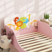 Cute Animal Themed Toddler Bed with Safety Rails 143 x 77 x 60cm by AIYAPLAY