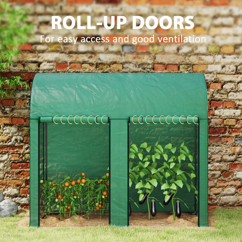 Walk In Garden Greenhouse With Zipped Door For Growing Plants And Herbs Green AOSOM
