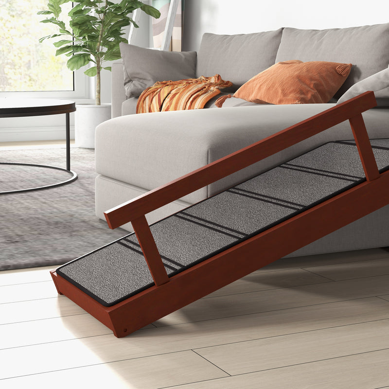 Pet Ramp for Beds and Sofas with Non Slip Surface and Guardrails for Older Pets Brown and Grey AOSOM