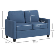 Blue 2 Seat Sofa Linen Look Modern Design Comfortable and Stylish by HOMCOM