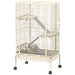 4 Level Rolling Small Animal Cage With Ramps Water Bottle and Deep Tray Beige by PawHut