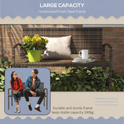 Garden Bench for Two with High Back and Armrests Weather Resistant Rattan Brown Outsunny