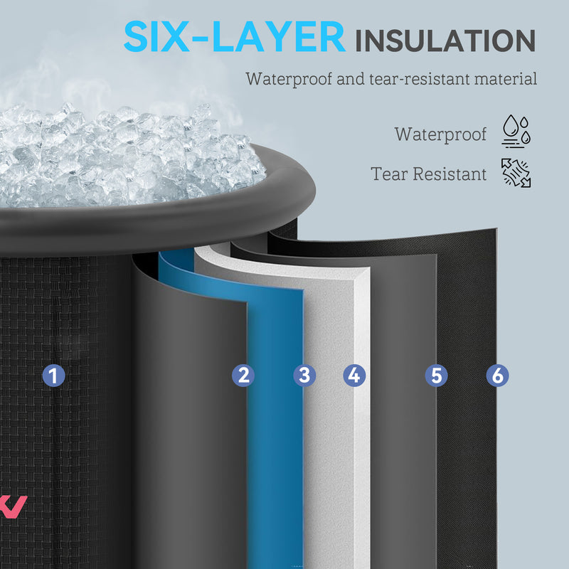 300L Portable Ice Bath Tub for Cold Water Therapy with Lid and Carry Bag by SPORTNOW