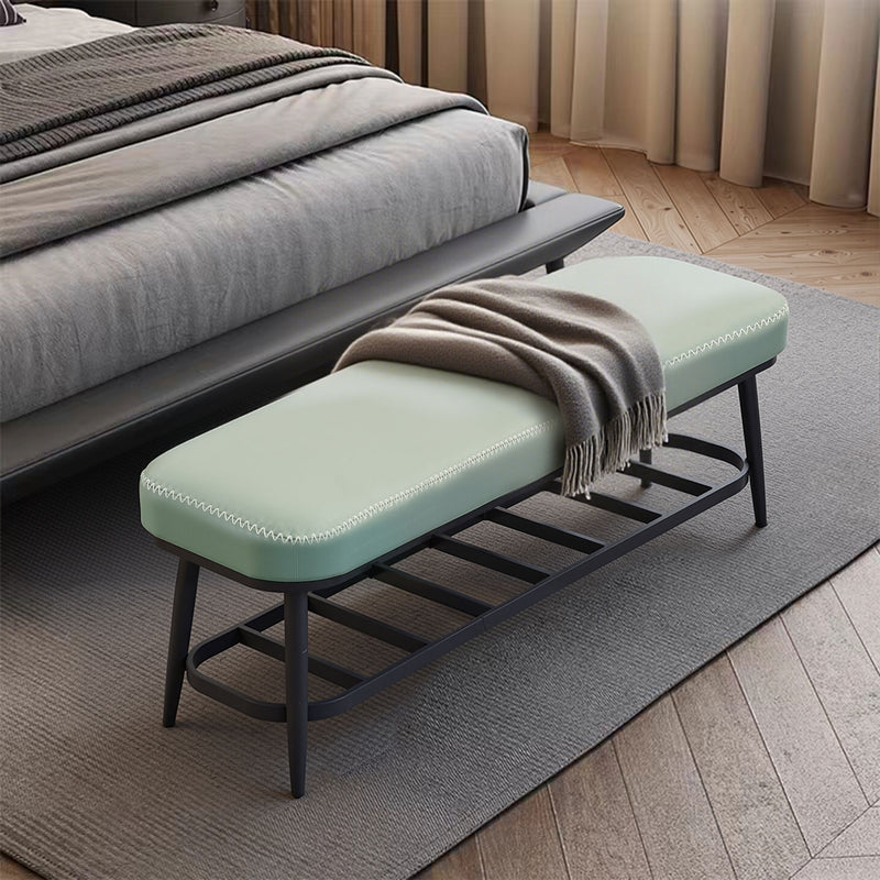 PU Leather Shoe Storage Bench With Padded Seat and Hidden Compartment, Green