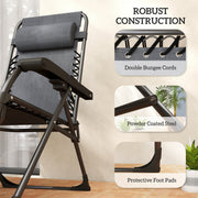 Outsunny Zero Gravity Chairs Set of 2, Folding Sunloungers Reclining Garden Chairs with Cup Holder, Headrest, Dark Grey AOSOM