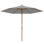 Light Grey 2.5m Wooden Garden Parasol Sun Shade Outdoor Patio Umbrella by Outsunny