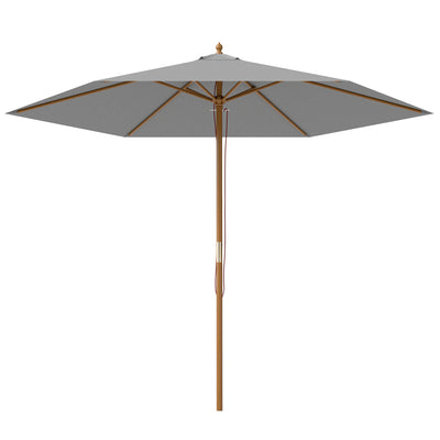 Light Grey 2.5m Wooden Garden Parasol Sun Shade Outdoor Patio Umbrella by Outsunny