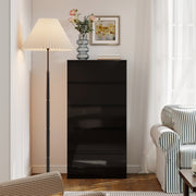 Chest of Drawers with 5 Spacious Handleless Storage Drawers for Bedroom Organisation High Gloss Black AOSOM