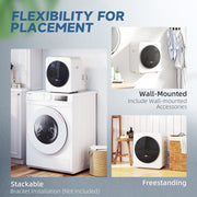 4kg Compact Freestanding Tumble Dryer with Timer and Steel Drum for Small Spaces White AOSOM