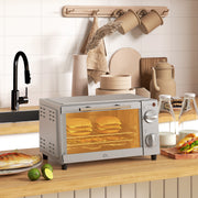 9L Mini Electric Oven with Adjustable Timer and Grill Ideal for Small Kitchens Silver