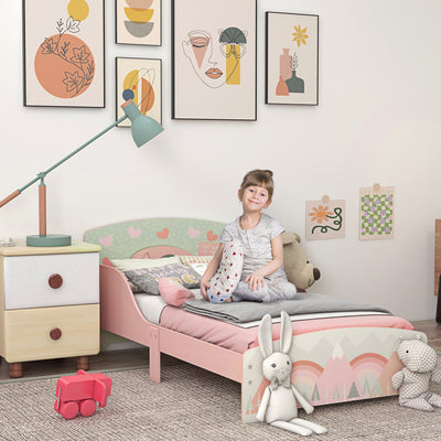 Toddler Bed Frame for Kids Aged 3 to 6 with Safety Rails Ideal for Bedrooms Pink