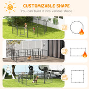 Silver 12 Panel Heavy Duty Puppy Playpen for Small Dogs Indoor and Outdoor Use by PawHut