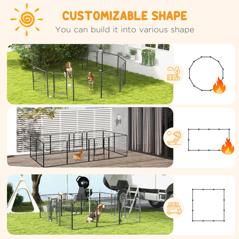 Silver 12 Panel Heavy Duty Puppy Playpen for Small Dogs Indoor and Outdoor Use by PawHut